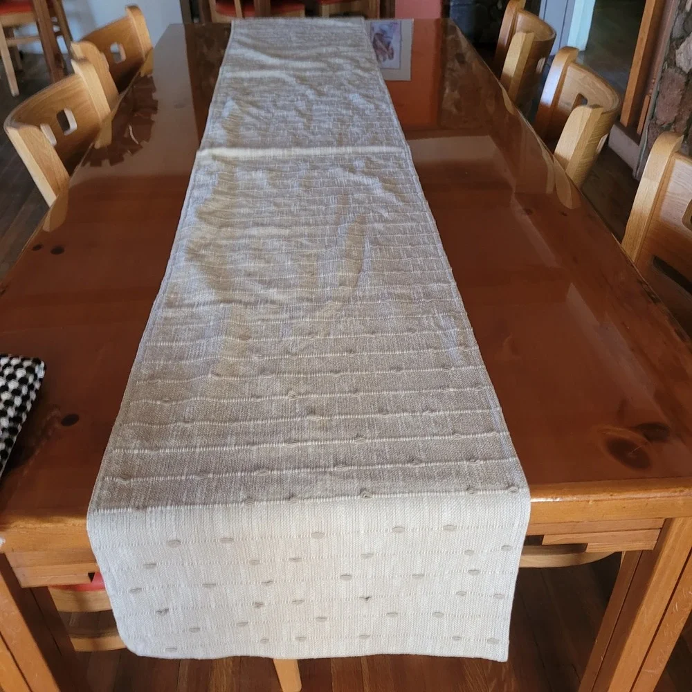 Brooks Brother's Beige Textured Table Runner & 2 Tea Towels Elegant Minimalist